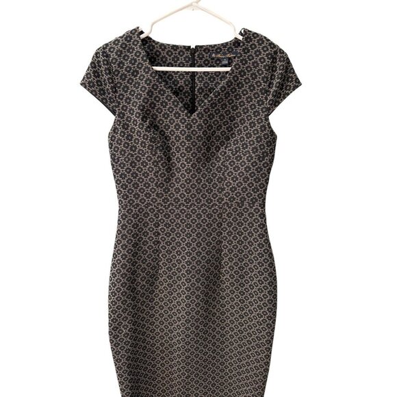 Brooks Brothers Jacquard Sleeveless A-Line Cotton/Poly Sheath Dress Size 4, EUC - Picture 3 of 7
